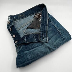 7 For All Mankind Relaxed Jeans Mens 34 Blue Good Distressed Button Fly Denim